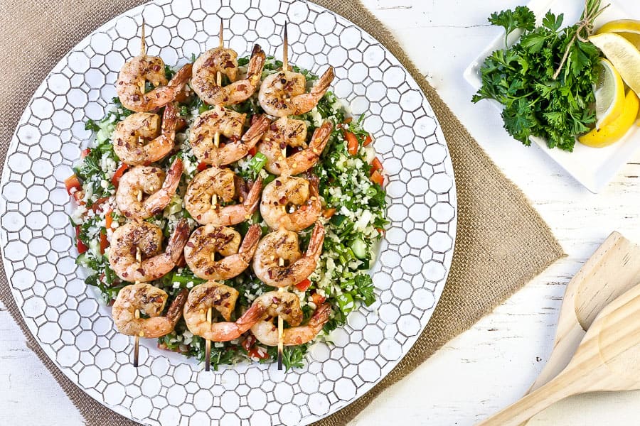 Shrimp Tabbouleh with Cauliflower Rice