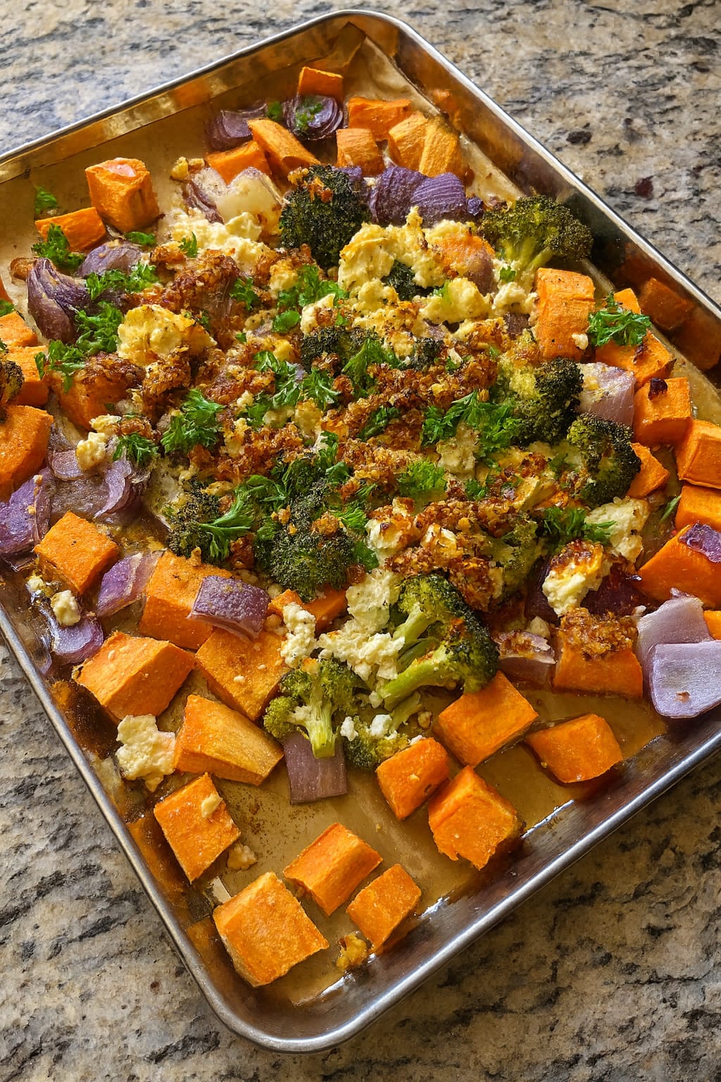 Roasted Veggies with Feta & Chili Oil