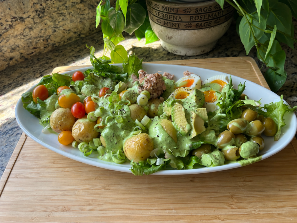 Tuna Nicoise Salad with High-Protein Green Goddess Dressing